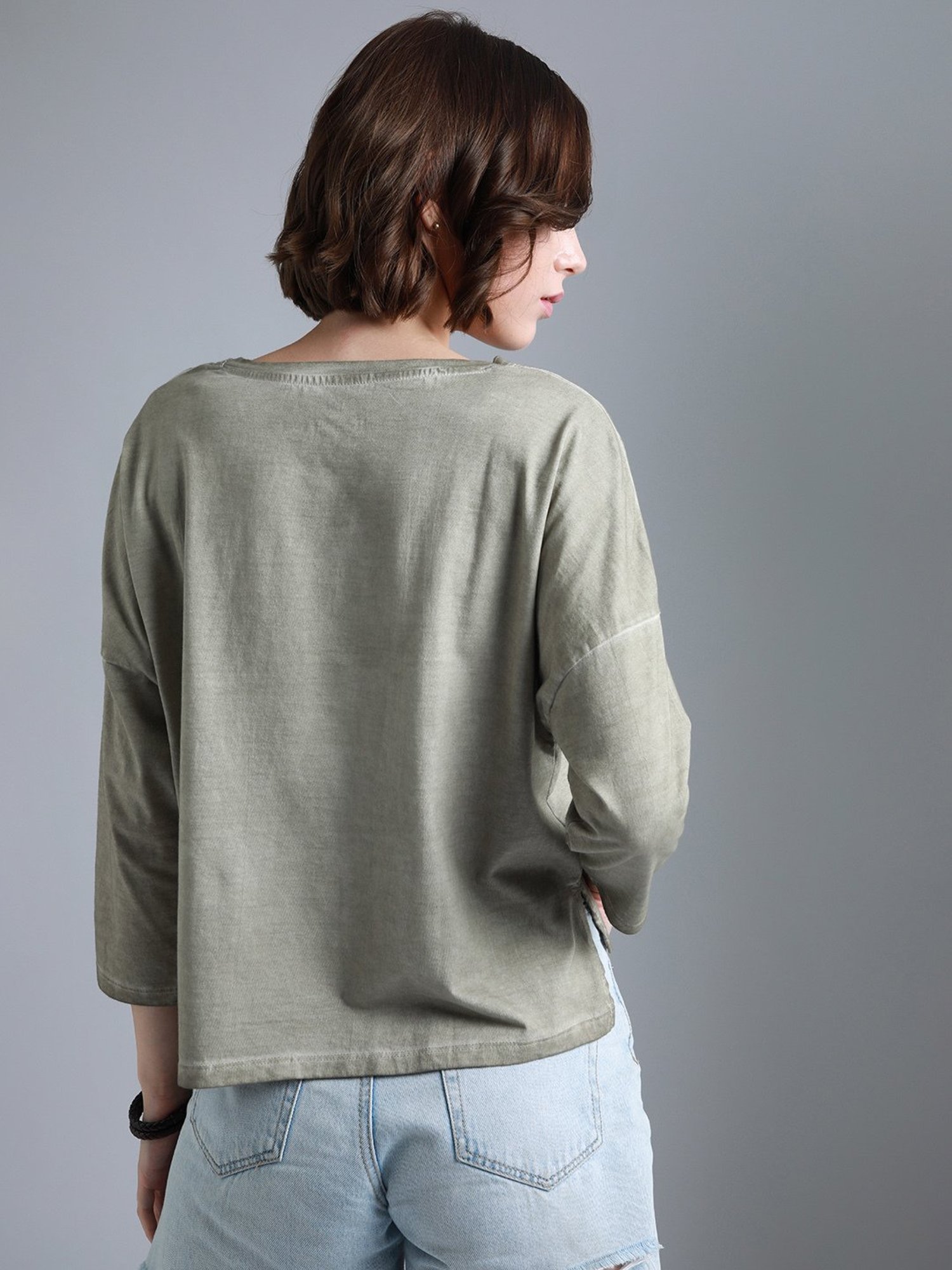 High Star Beige Cotton Graphic Print T-Shirt