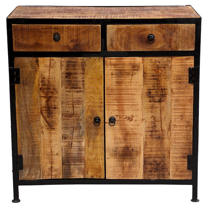 Industrial Sideboard Cabinet 35"x35"x18" Reclaimed Wood & Iron Natural - Timbergirl