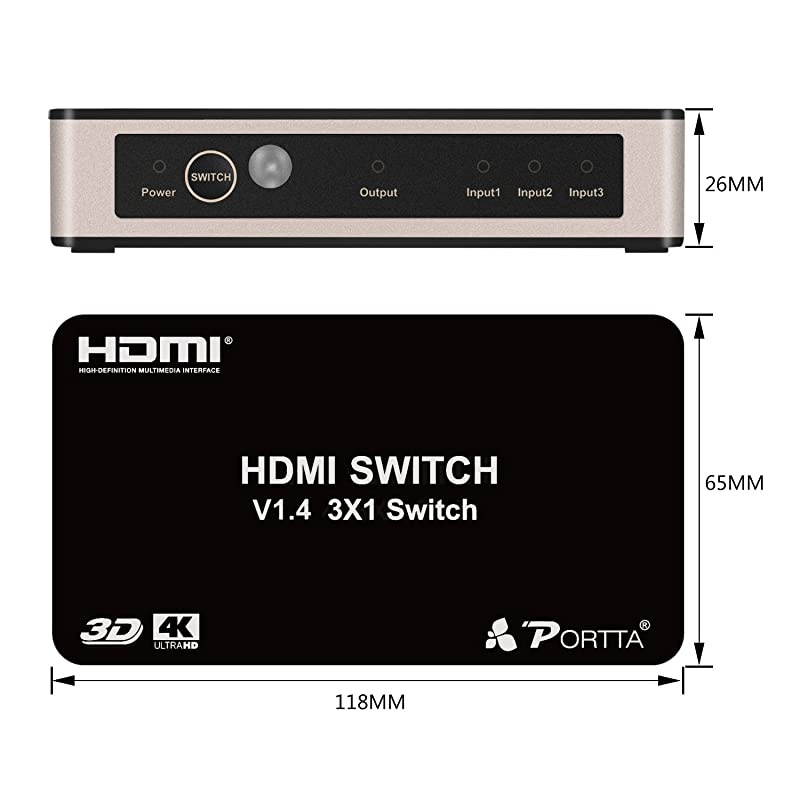 4PET0301SC V1.4 3 Port HDMI Switch with IR Remote 3D 4Kx2K(340MHz)