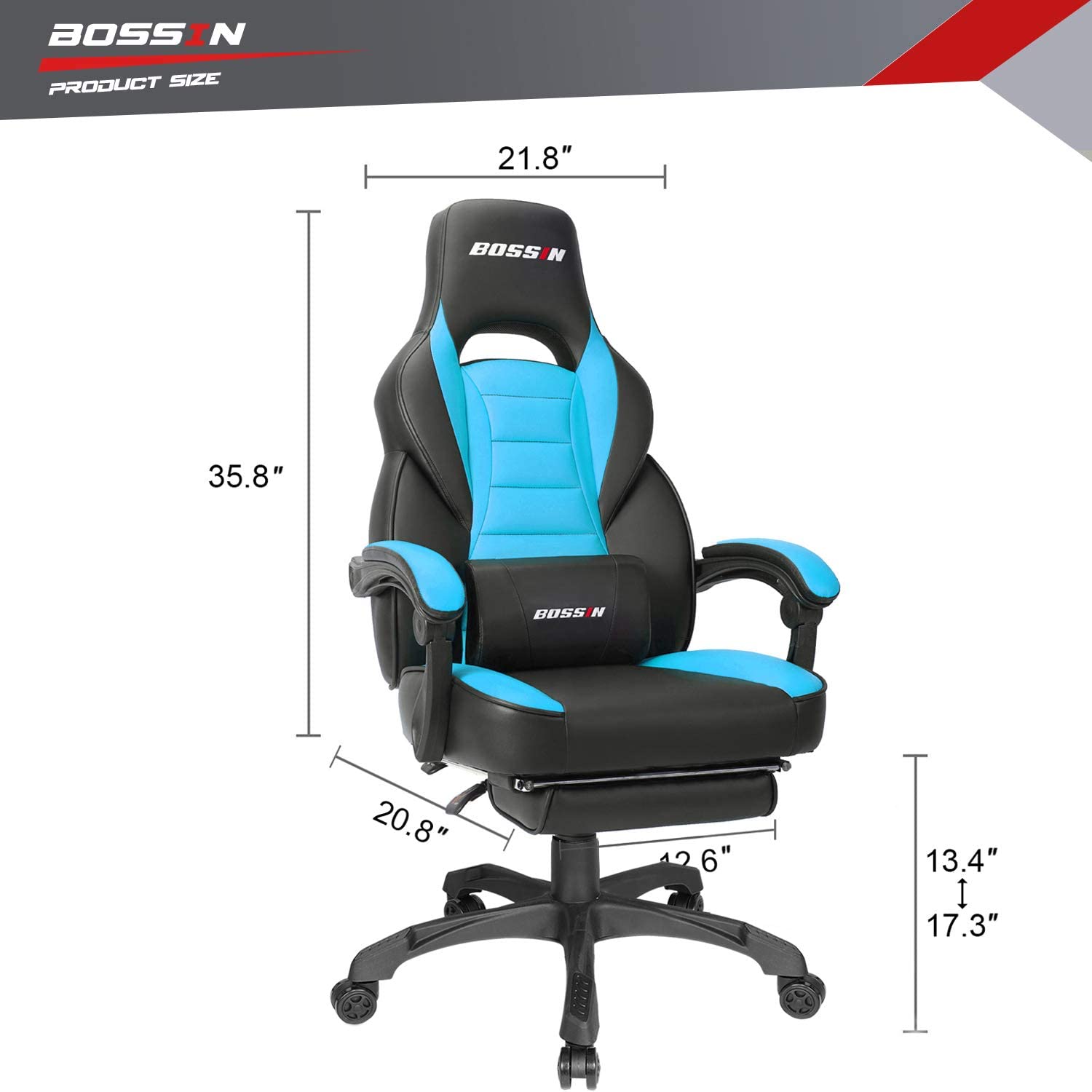 Gaming Chair, Racing Style Computer Desk Chair Padded Armrests Ergonomic Lumbar Support Adjustable Height
