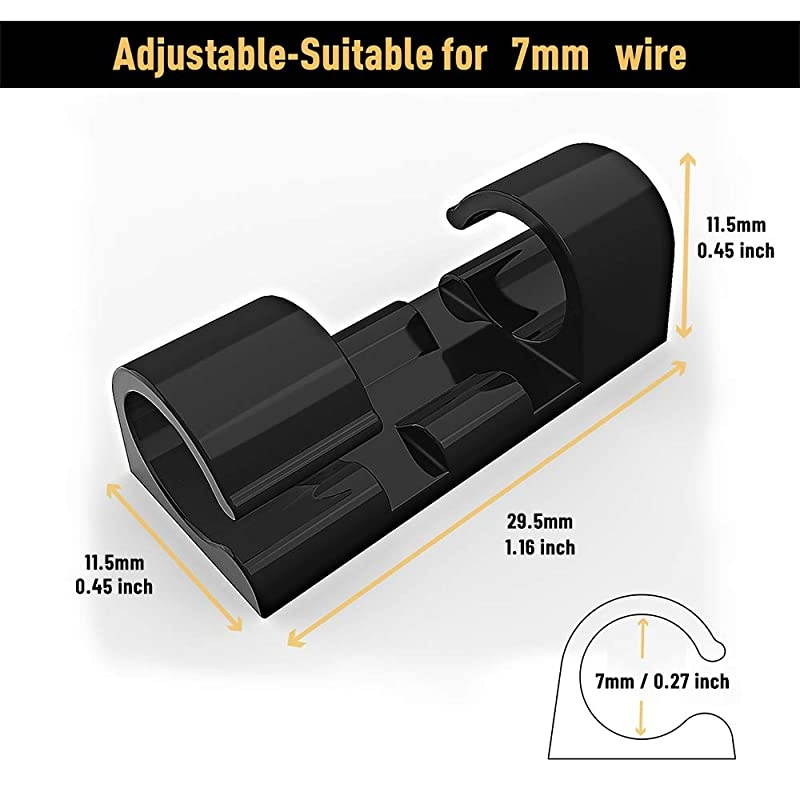 Cable Clips with Strong SelfAdhesive  Cable Management TV PC Wire Holder Sticky Tidy and Organise Cords and Wires 40 Pcs Black