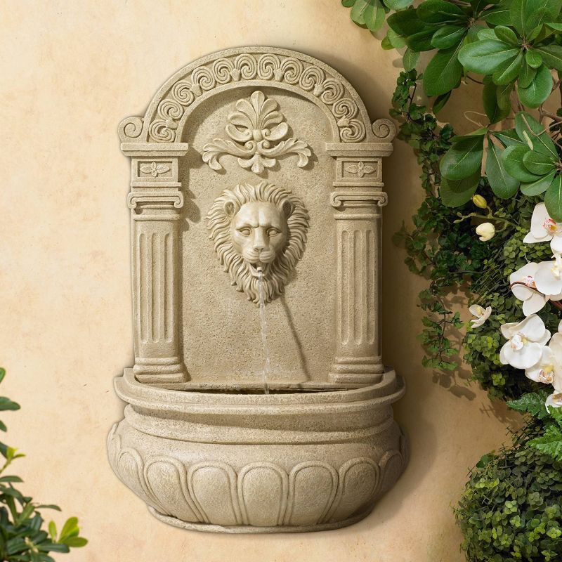 John Timberland Roman Outdoor Wall Water Fountain 31" High Regal Lion Face for Yard Garden Patio Deck Home Entryway