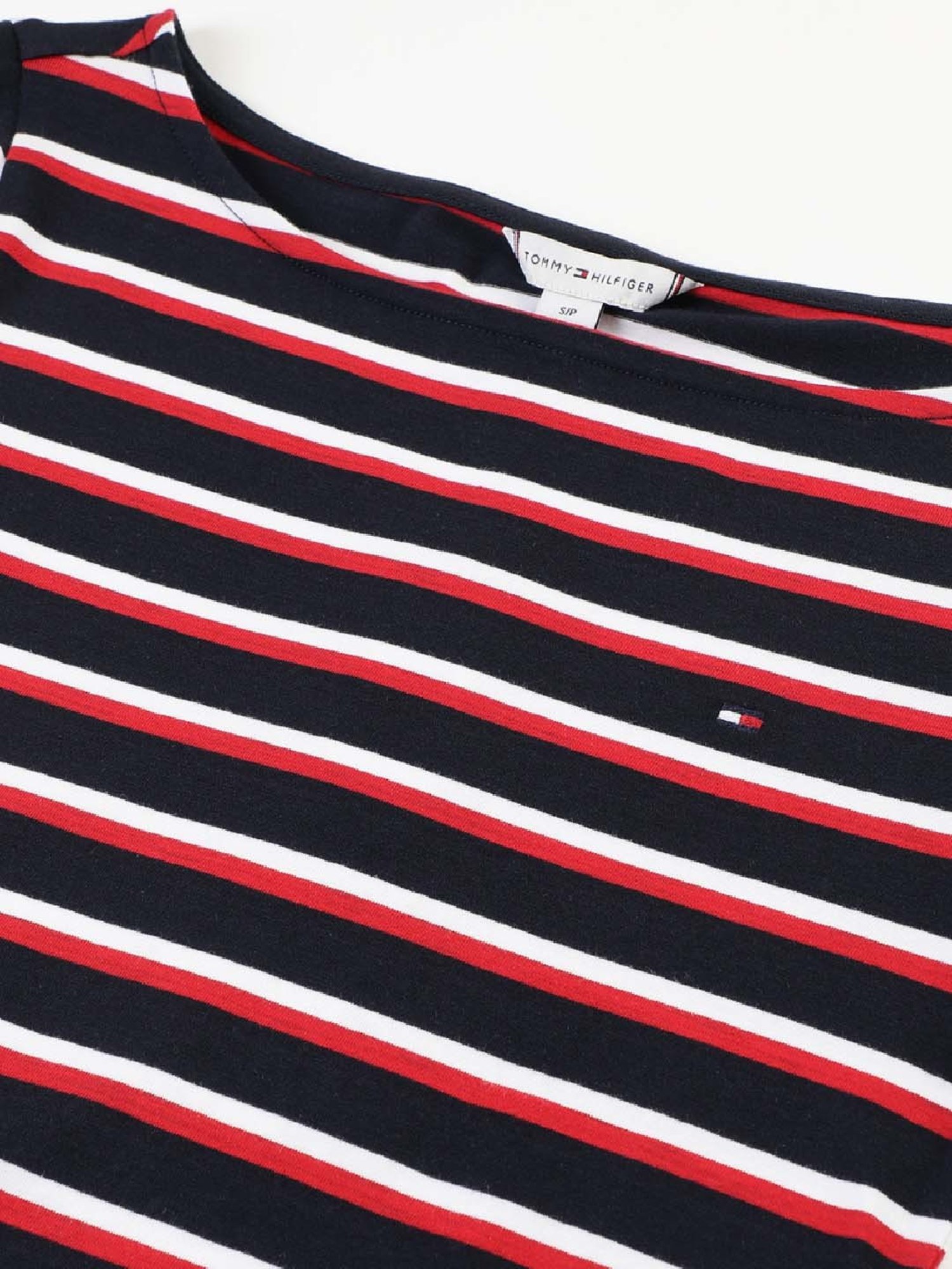 TOMMY HILFIGER Navy & White Cotton Striped Top