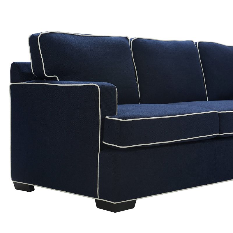 Cardiff Modern Sofa with Contrast Piping Navy with White Piping - Finch