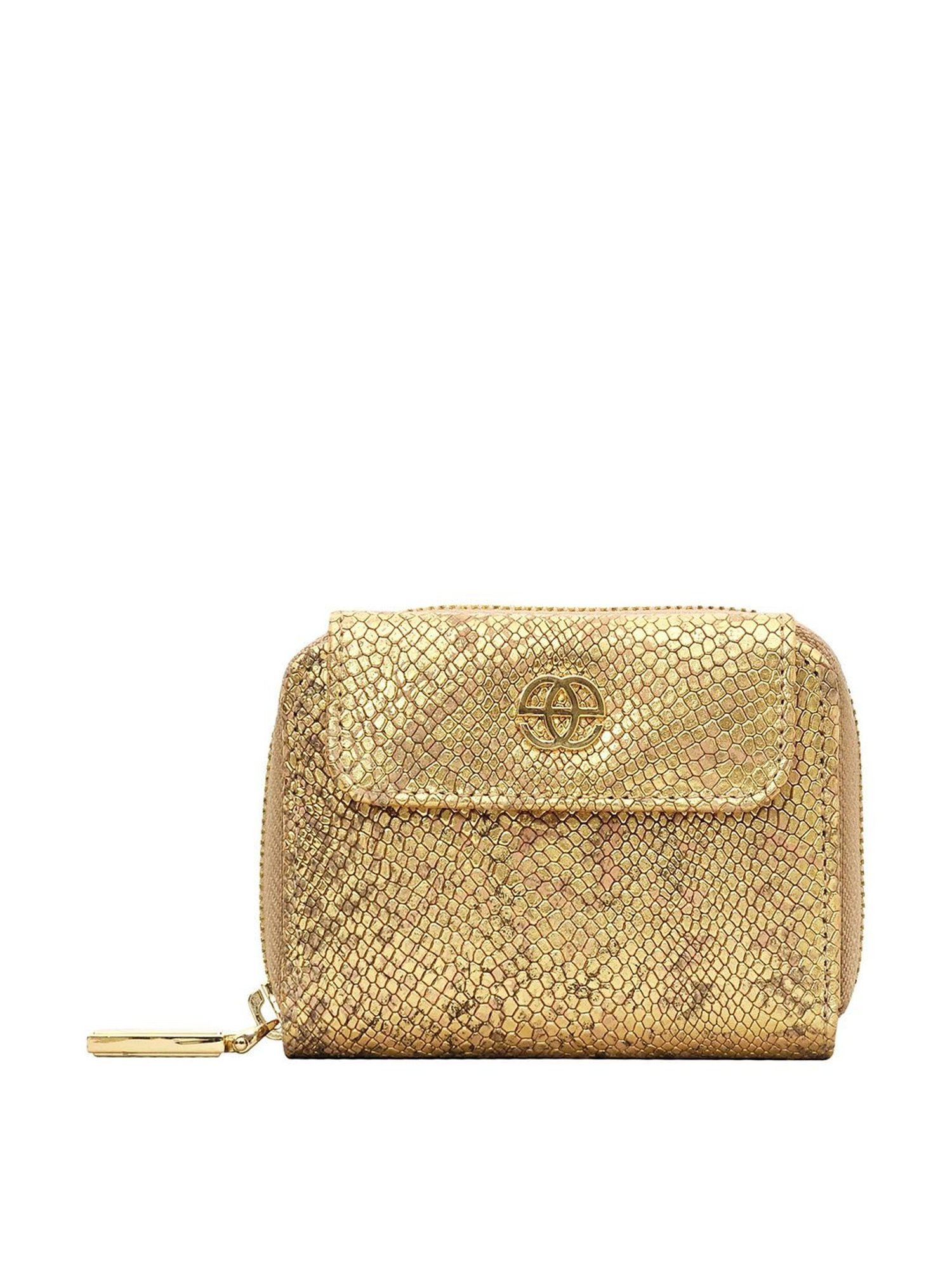 Eske Gold Printed Zip Around Wallet for Women