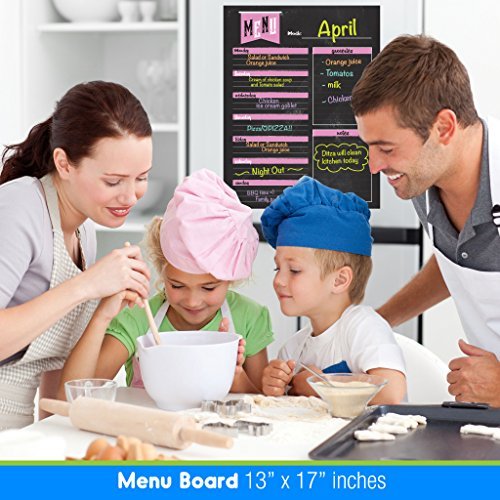 Best EXTRA LARGE 13 x 17 -inch Dry Erase or Wet Erase Laminated Magnetic Dry Erase Menu And Groceries Planner - Perfect for Refrigerators Keep a Weekly Meal Plan & Grocery List Blue & White