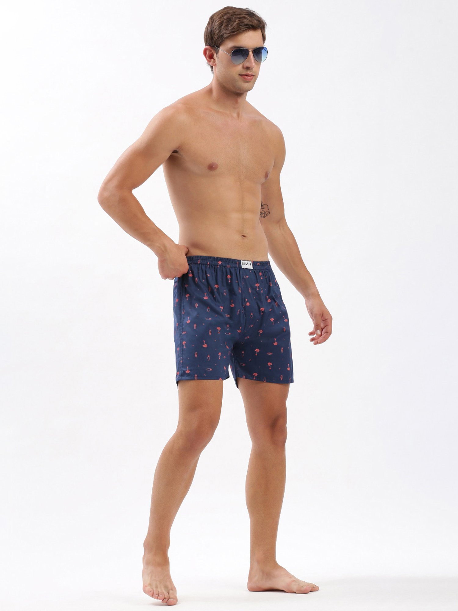 SHOWOFF Blue Slim Fit Printed Cotton Boxers