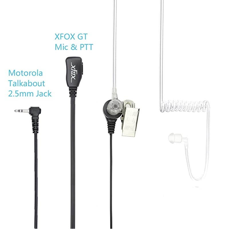 10Pcs M1PE1010 PTT Clear Acoustic Coil Tube Earpiece 1Pin 2.5mm Plug FBI Style Earphone with Push to Talk and Mic for Motorola Cobra Walkie Talkie Two Way Radios T6200C T5800 MH230R MT350R etc