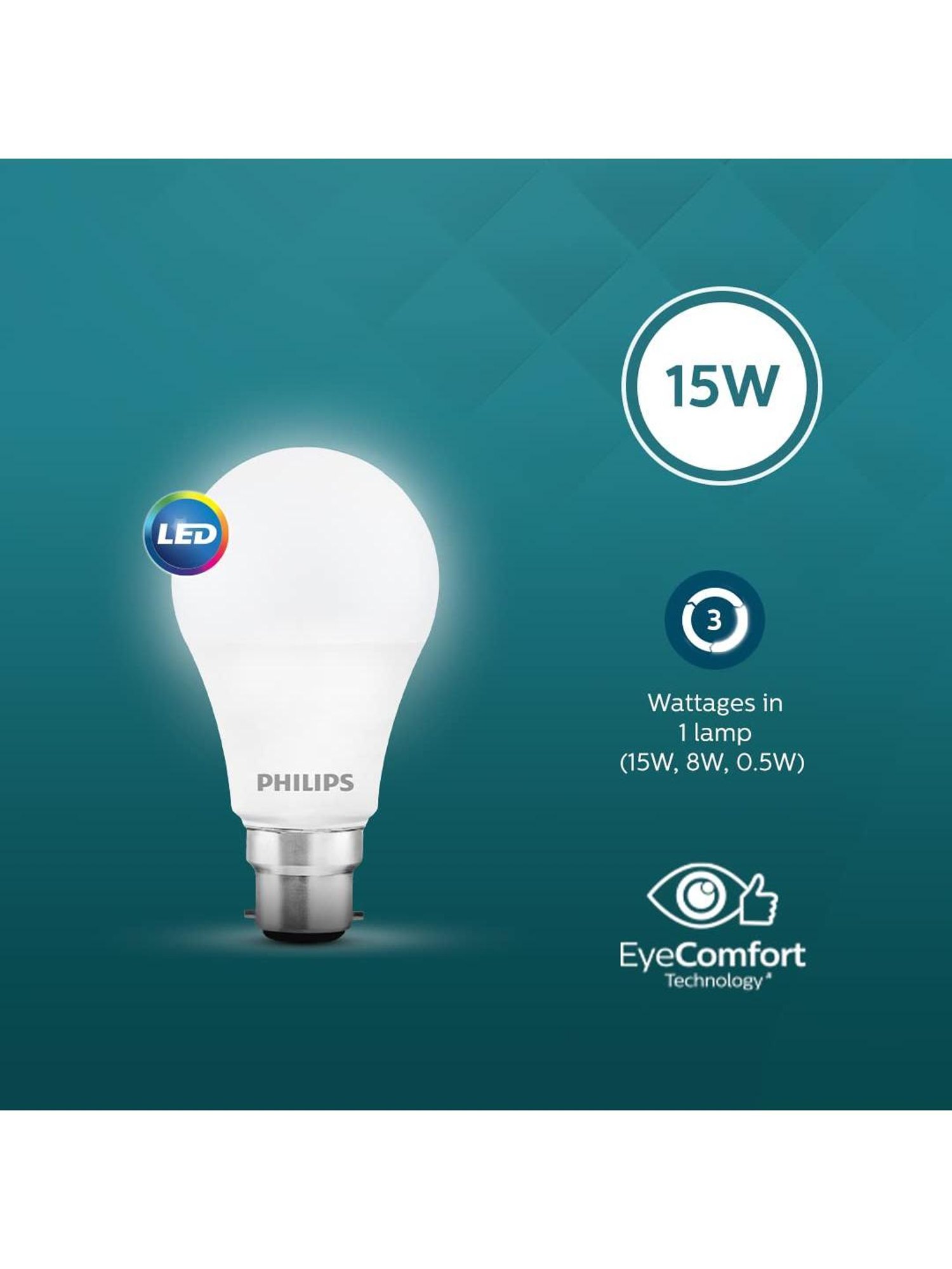 Philips Multi -Wattage LED Bulb 3 Wattages in 1 LED Bulb (Crystal White)