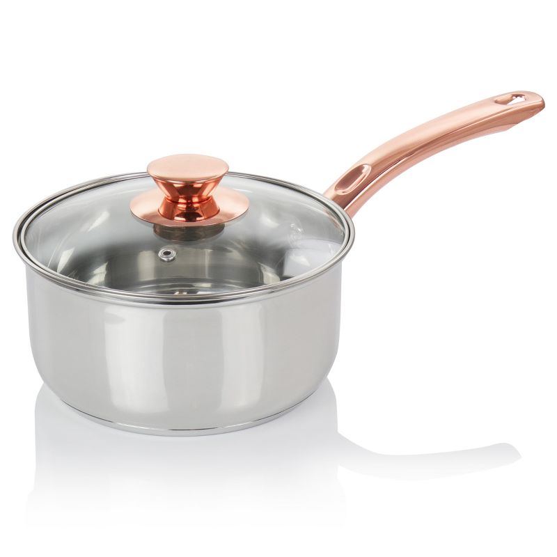 Gibson Home Ansonville 8 Piece Stainless Steel Cookware Set with Rose Gold Handles
