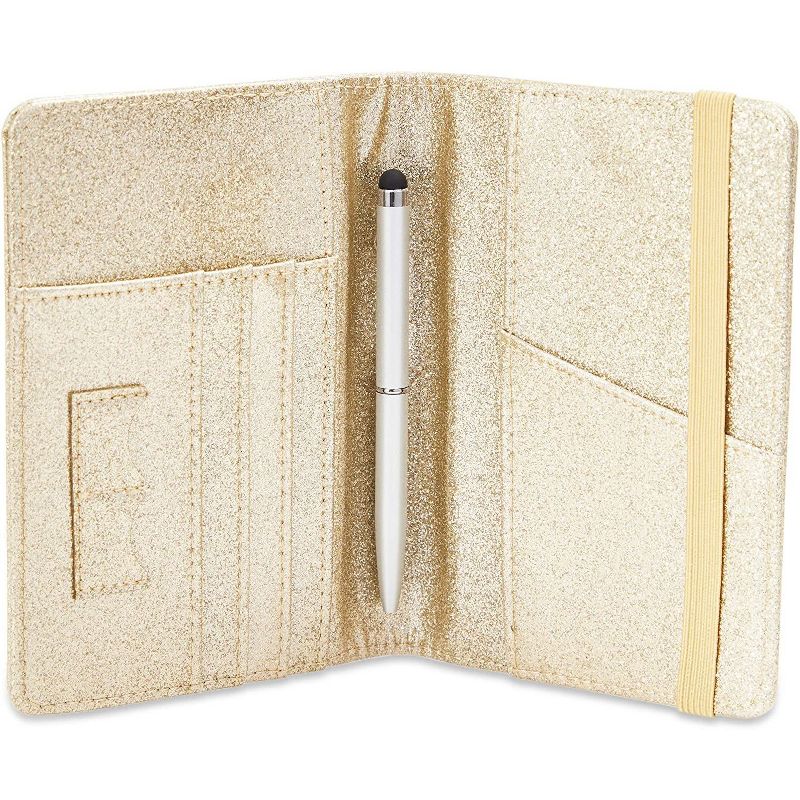 Juvale Passport Holder RFID Blocking Travel Wallet Case and Luggage Tag, PU Leather, Glitter Gold