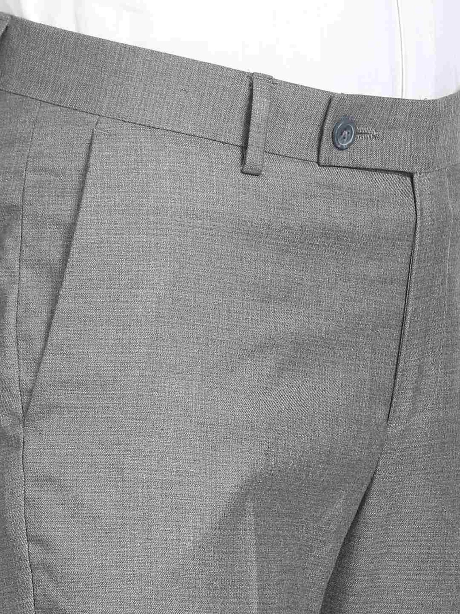 Arrow Grey Regular Fit Self Pattern Trousers