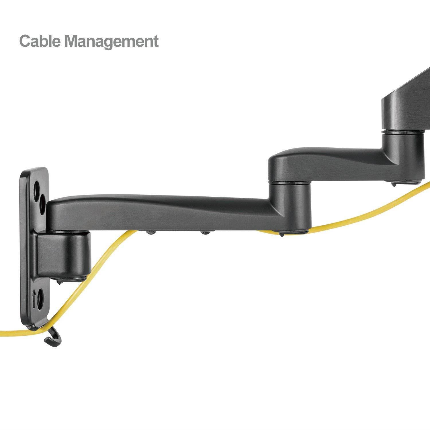 WALI TV Wall Mount Bracket Articulating Full Motion Detachable Arm for Most 23-42 inch LED, LCD Flat Screen Display, up to 44lbs (1342LM), Black