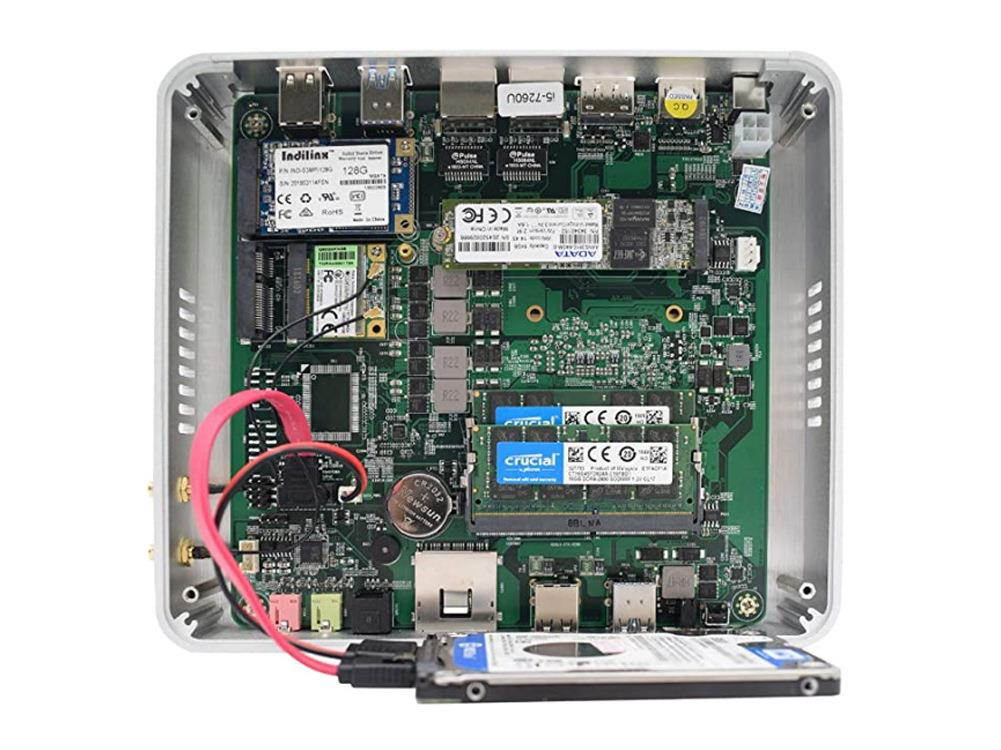Fanless Mini PC, Intel Core i5-7260U Iris Plus Graphics 640 Mini Desktop Computer,Windows 10 64 Bit/Linux, DDR4 RAM [DP/HD-MI/2LAN/8USB/Optical/SD Card Reader/WiFi] (8GB Ram 128GB SSD)