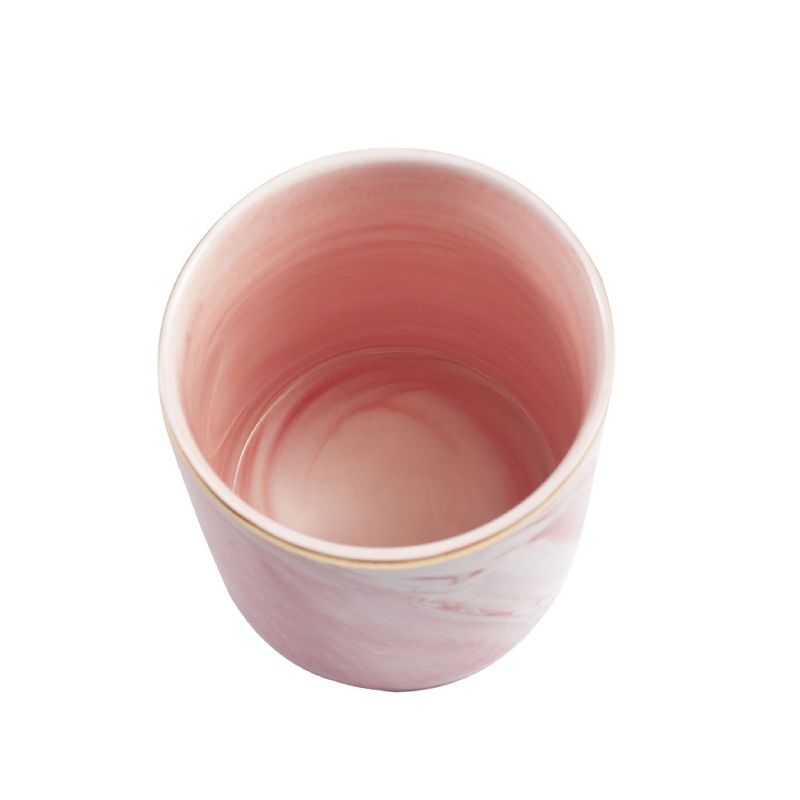 Zodaca Pen Holder, Ceramic Marble Pencil Cup Desk Organizer Makeup Brushes Holder with Gold Accent, Pink