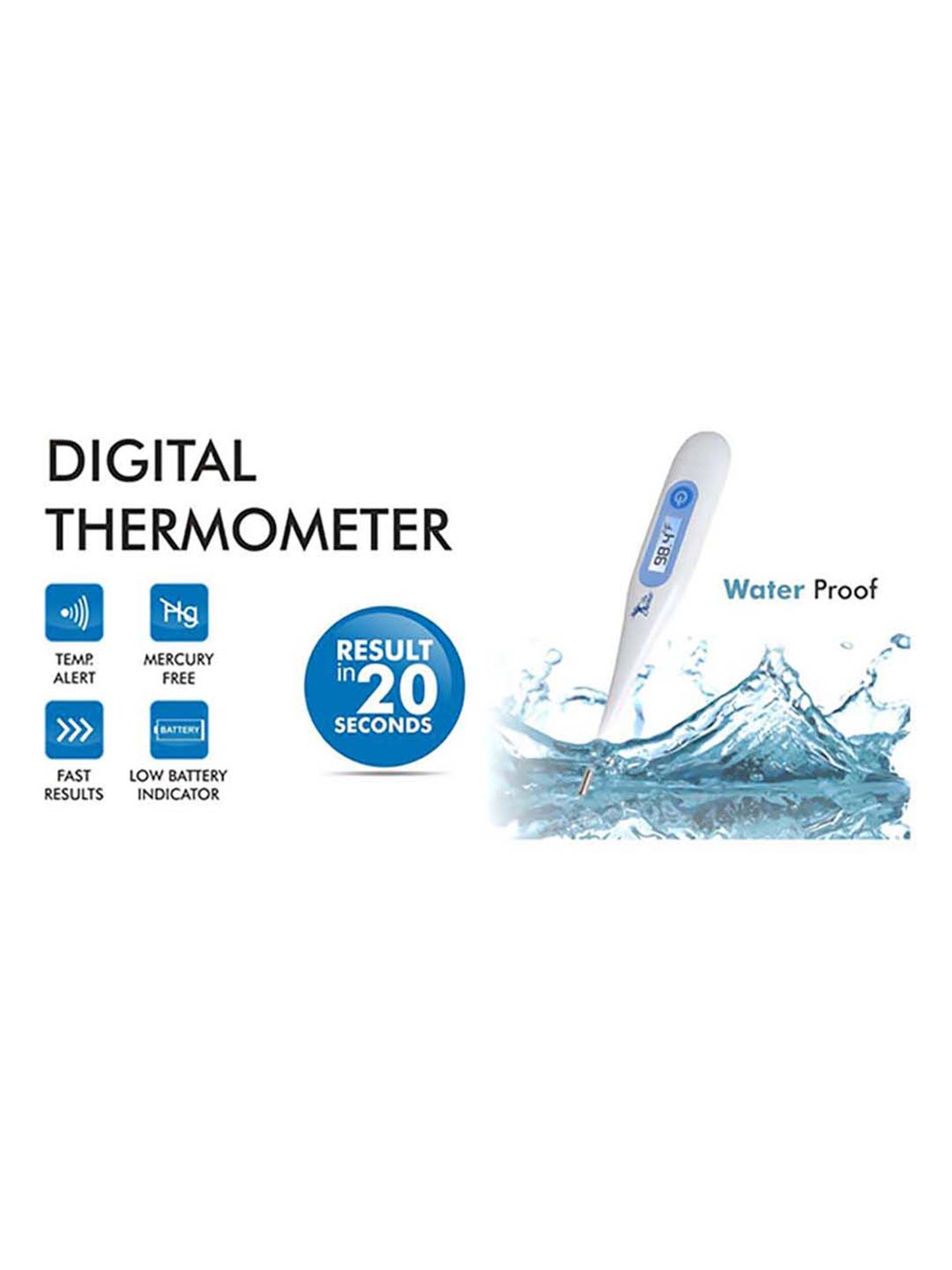 AccuSure MT-32 Waterproof Digital Thermometer - Pack of 4 (White)