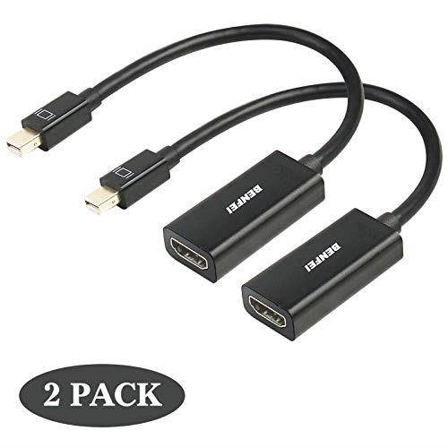 mini displayport to hdmi adapter 2 pack, benfei mini dpthunderbolt to hdmi converter goldplated cord for macbook pro, macbook air, mac mini, microsoft surface pro 3/4, etc