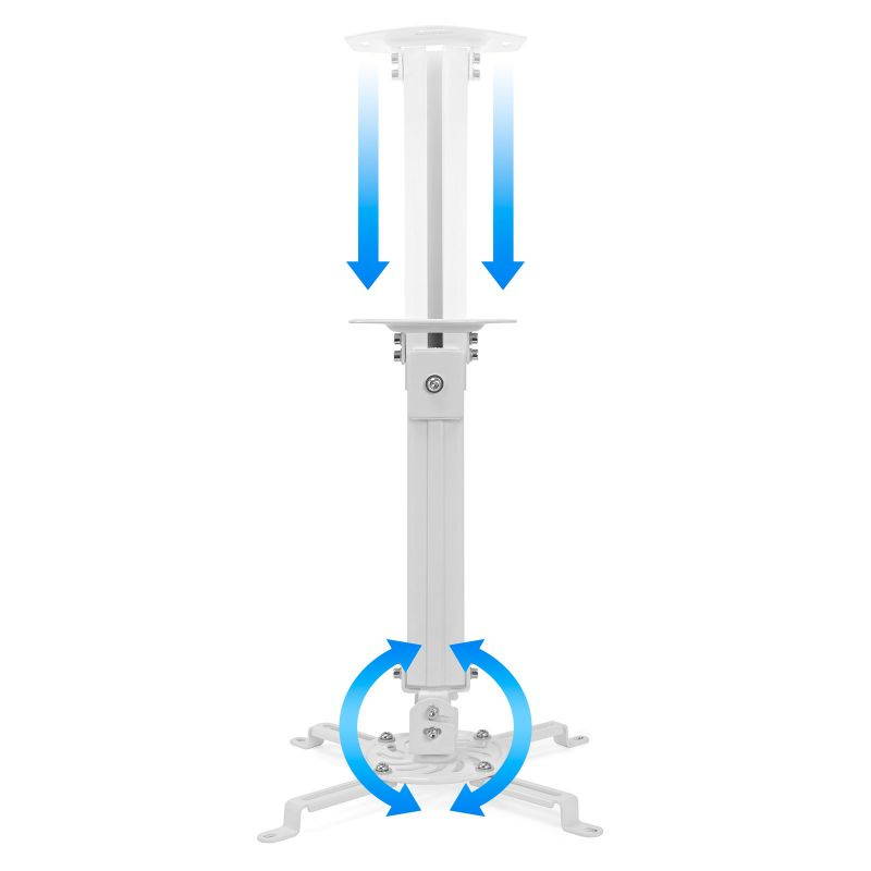 Mount Factory Universal Extendable Ceiling Projector Mount Adjustable Height - White