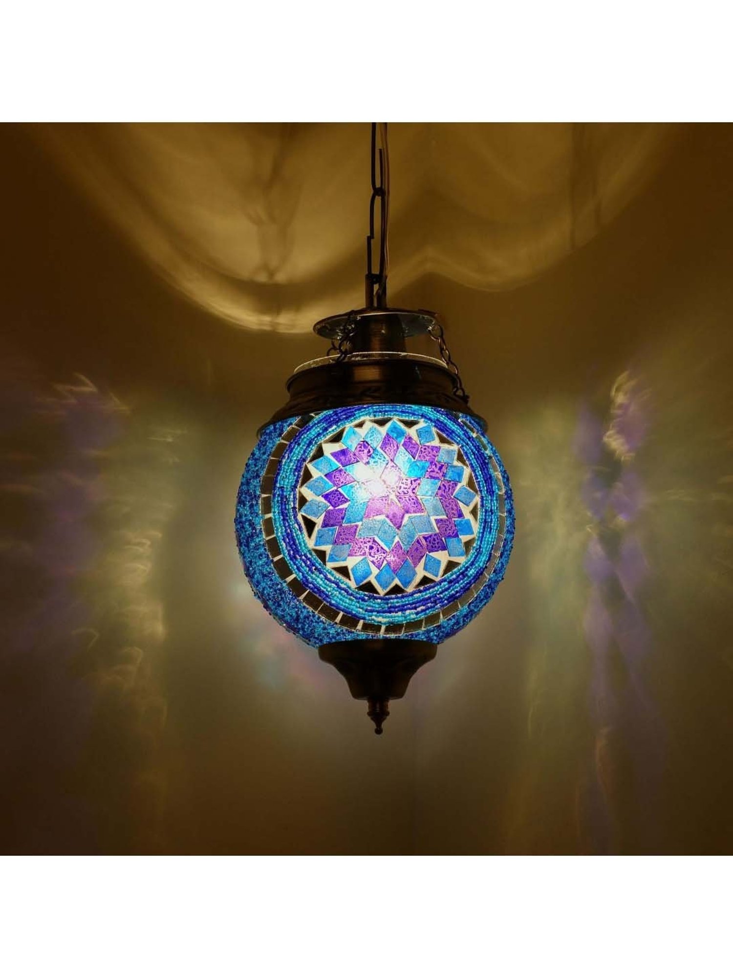 Homesake Antique Turkish Blue Metal Pendant Light - Set of 1 (Bulb not included)