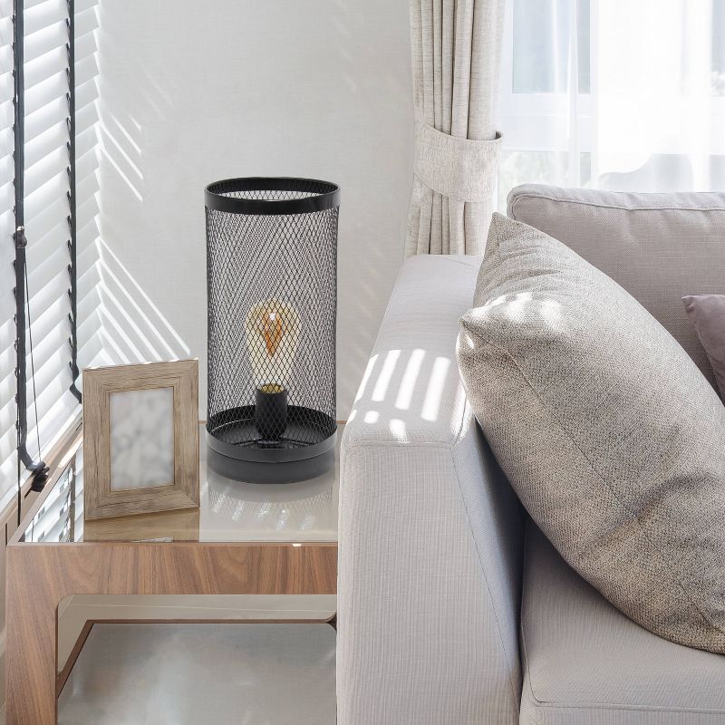 Mesh Cylindrical Steel Table Lamp Black - Simple Designs