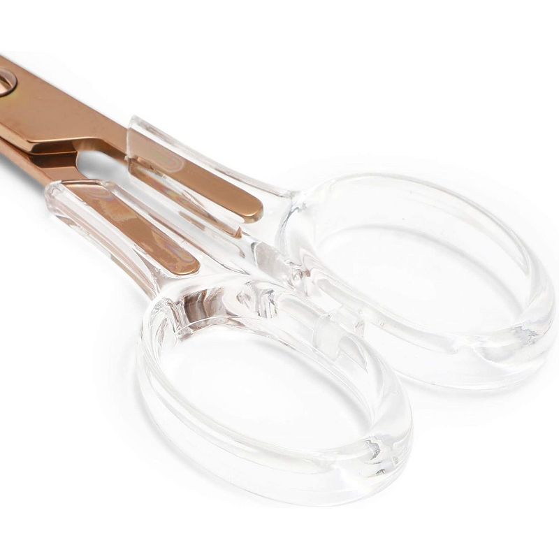 Paper Junkie Set of 2 Rose Gold Stationery: Scissor with Clear Acrylic Handle & Staple Remover