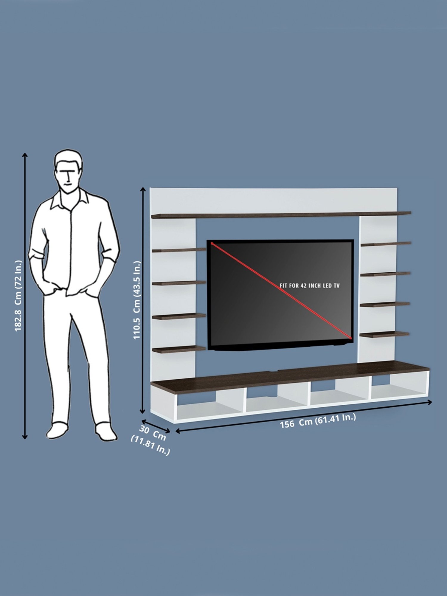 Delite Kom Flex Flowery Wenge & Acacia Dark Engineered Wood TV Entertainment Unit