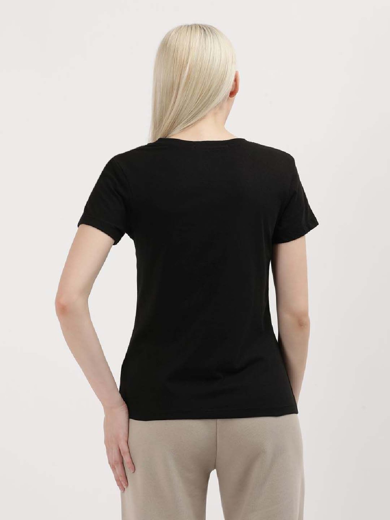 CALVIN KLEIN Black Cotton Logo Print T-Shirt