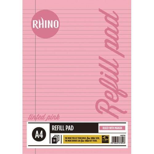 A4 Special Education Refill Pad Pink Tinted Paper 100 Pages (50 Leaf) 8mm Ruled & Margin. (Pack of 6)