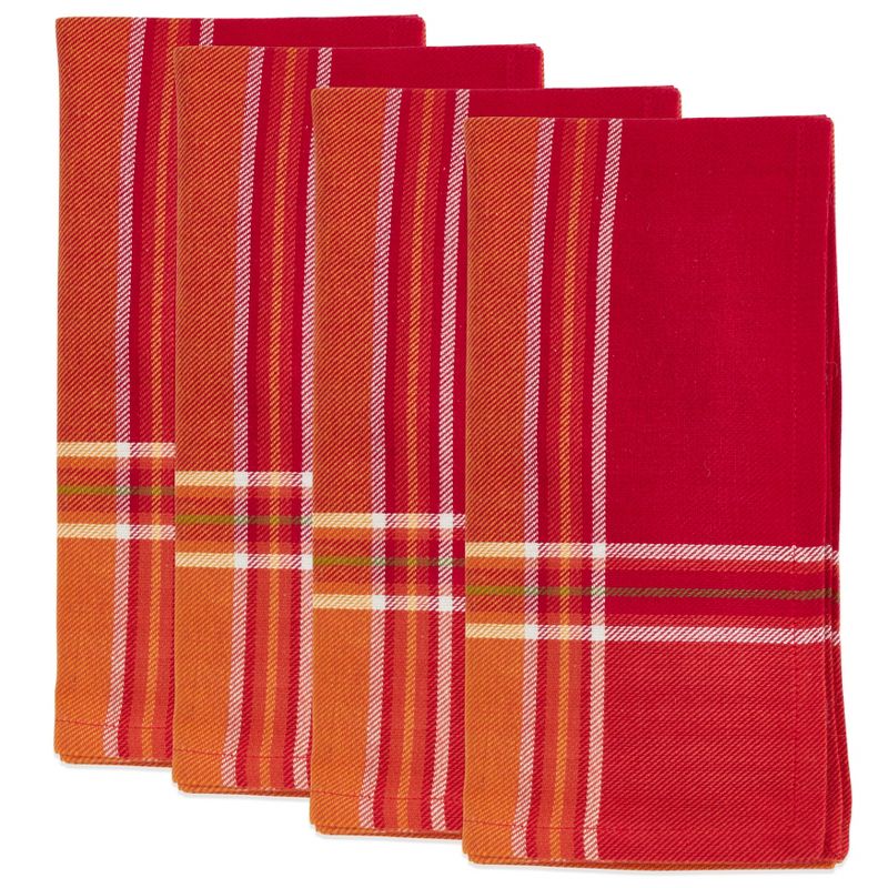 Saro Lifestyle Cotton Napkins With Jacquard Pumpkin and Leaf Design (Set of 4)