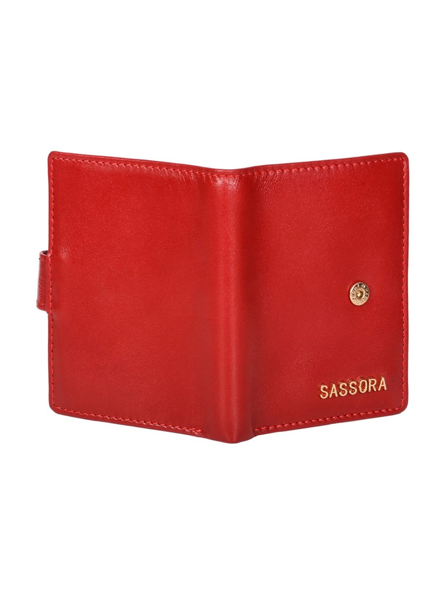 SASSORA Claret Red Leather Small Coin & Card Case for Men & Women