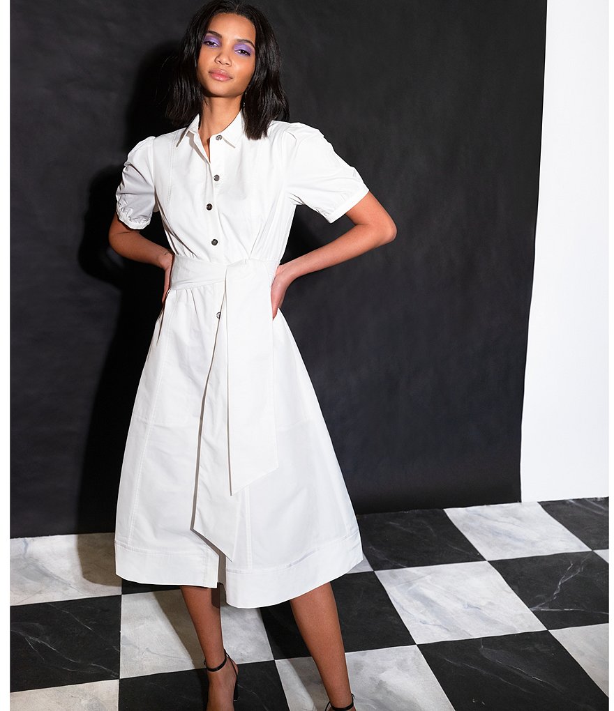 LDT Alexandra Button Front Short Sleeve Midi Dress