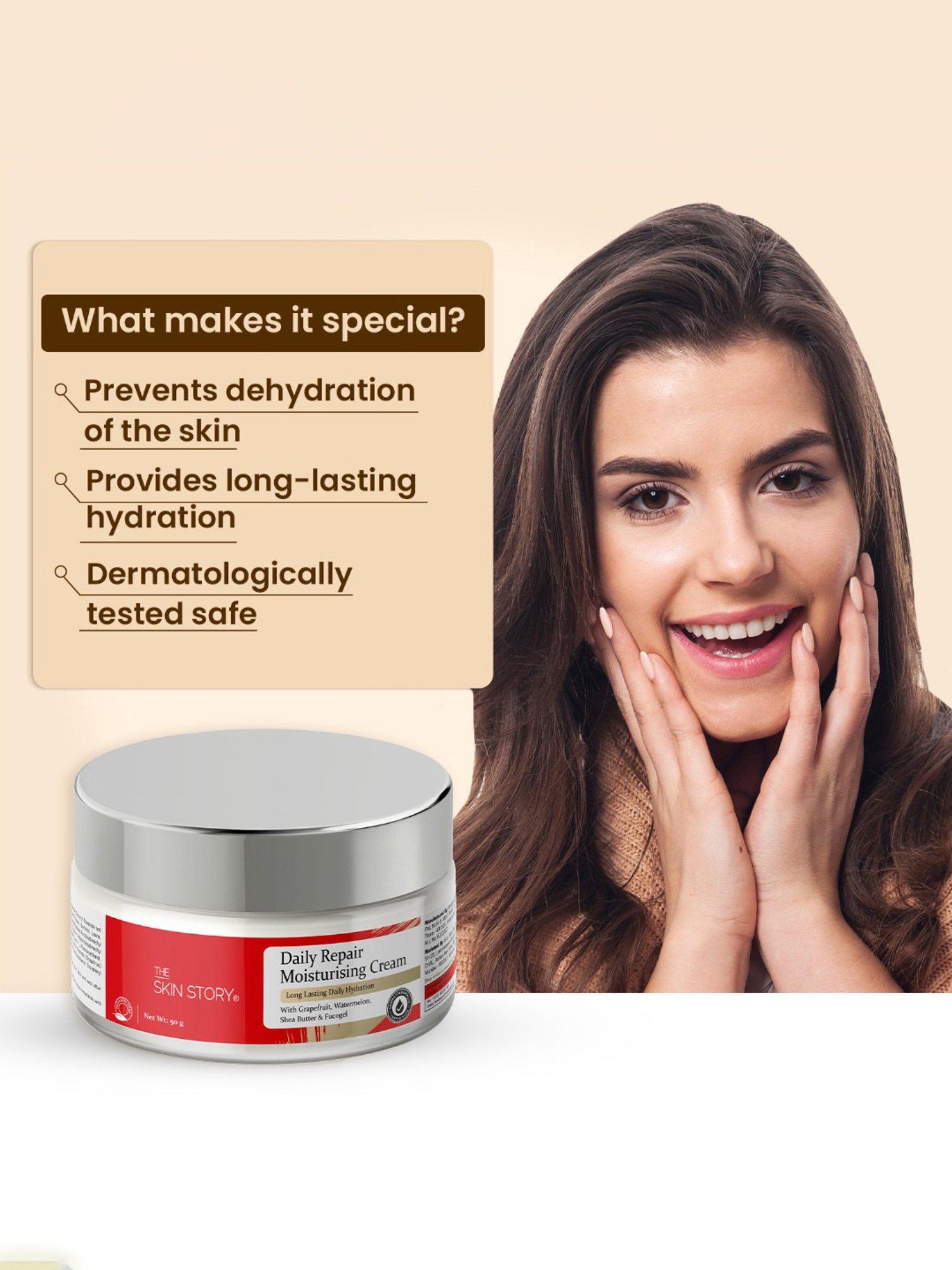 The Skin Story Watermelon & Shea Butter Daily Repair Moisturising Cream - 50 gm