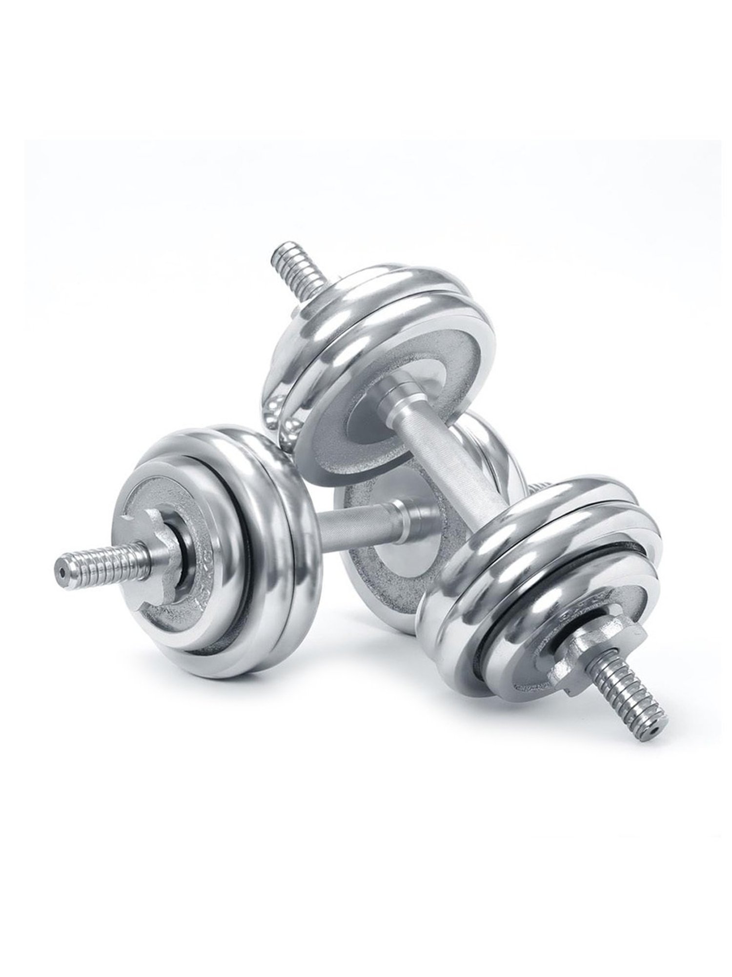 KAKSS Cast Iron Chrome Plated Dumbbells (Silver) Size - 50KG