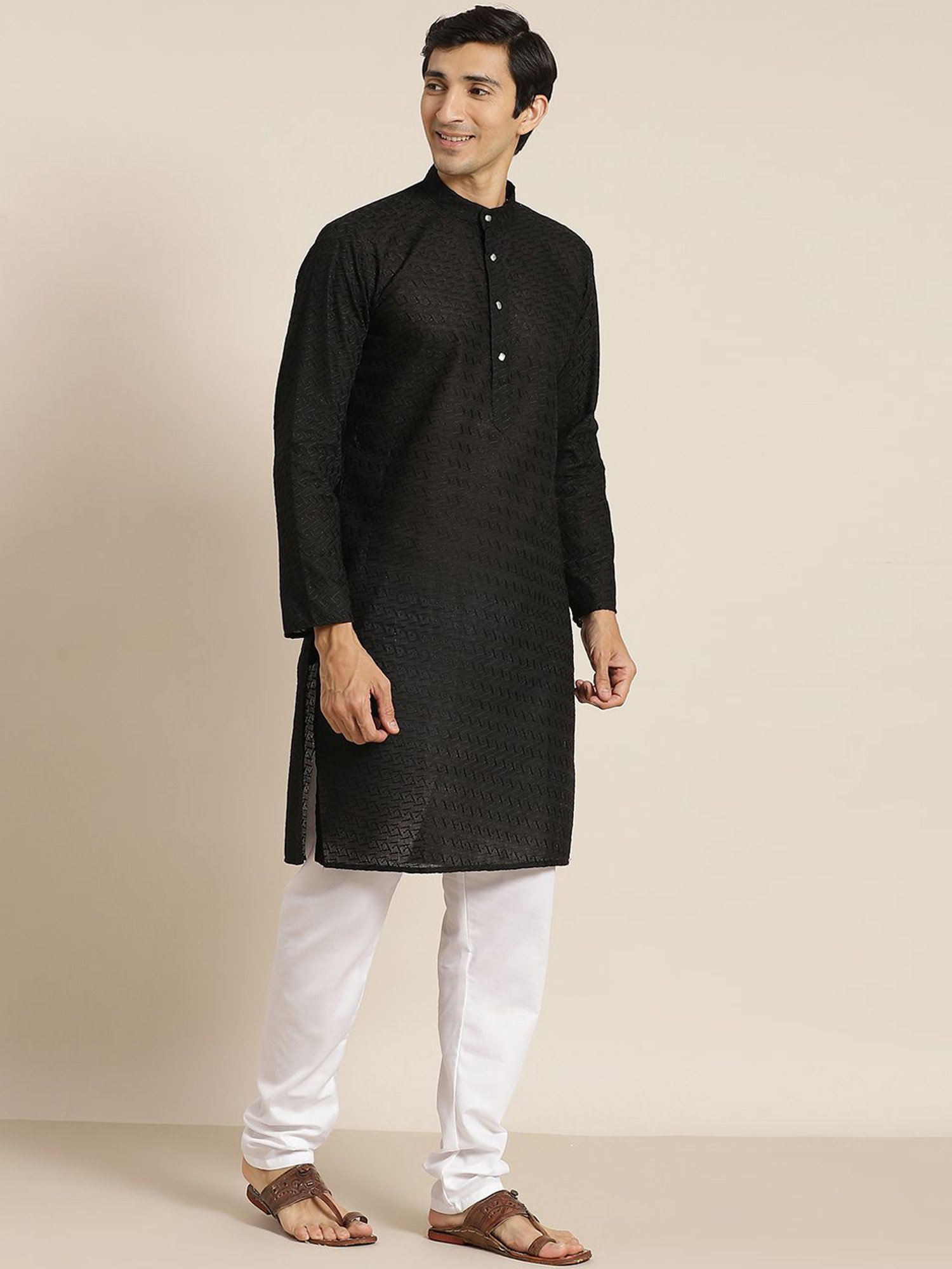 Sojanya Black & Green Regular Fit Embroidered Kurta Set With Jacket