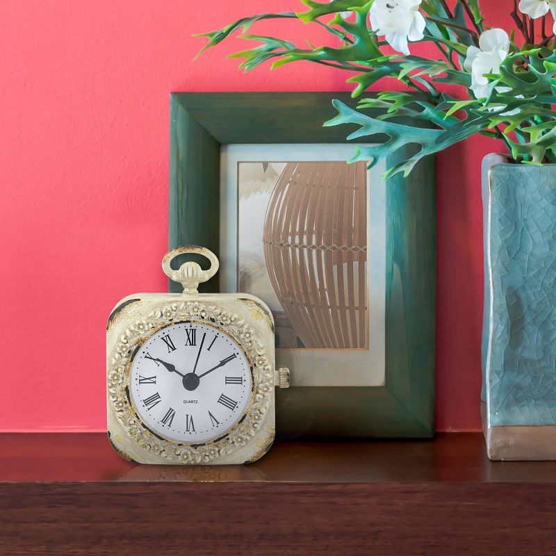 Small Weathered Table Clock White - Stonebriar Collection