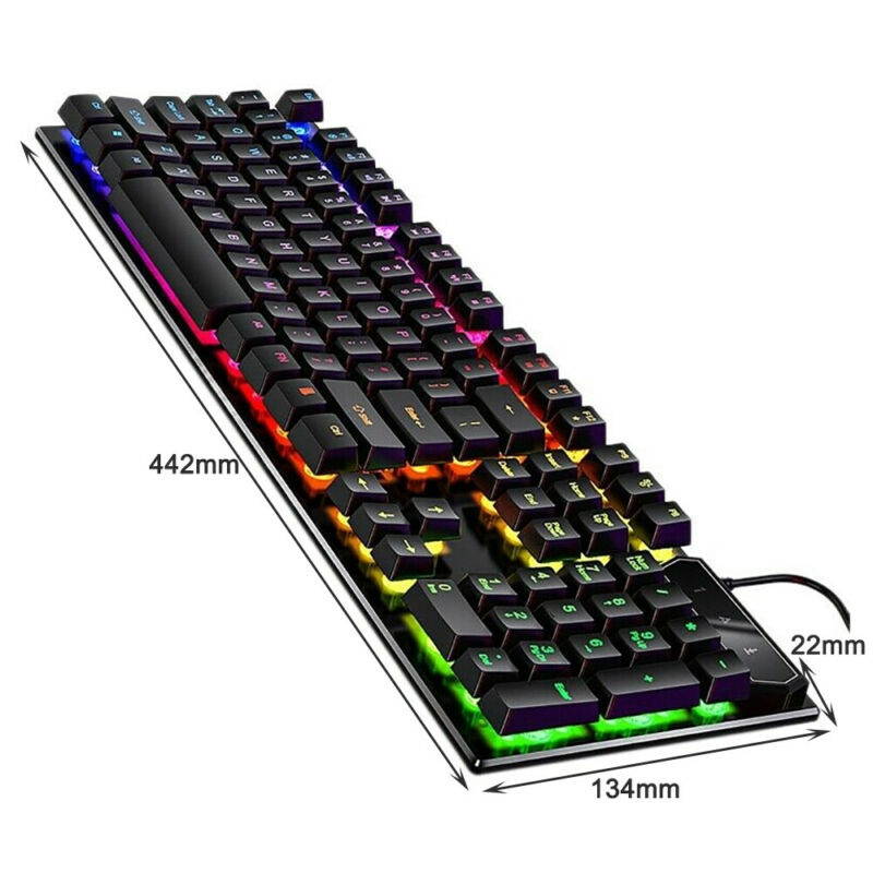 Vicabo 104 keys USB Wired Mechanical Feeling  Gaming Keyboard, Small Compact Multicolour LED Backlit, Multimedia Function Keys, Water Resistant for PC/Laptop/Mac - White