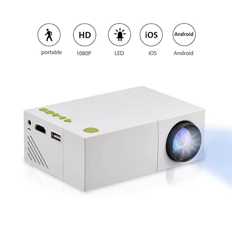 Mini Projector Portable 1080P LED Projector for iPhone Android Smartphone HDMI Devices Home Cinema Theater Great Gift Pocket Video Projector for Party Game and Outside Camping