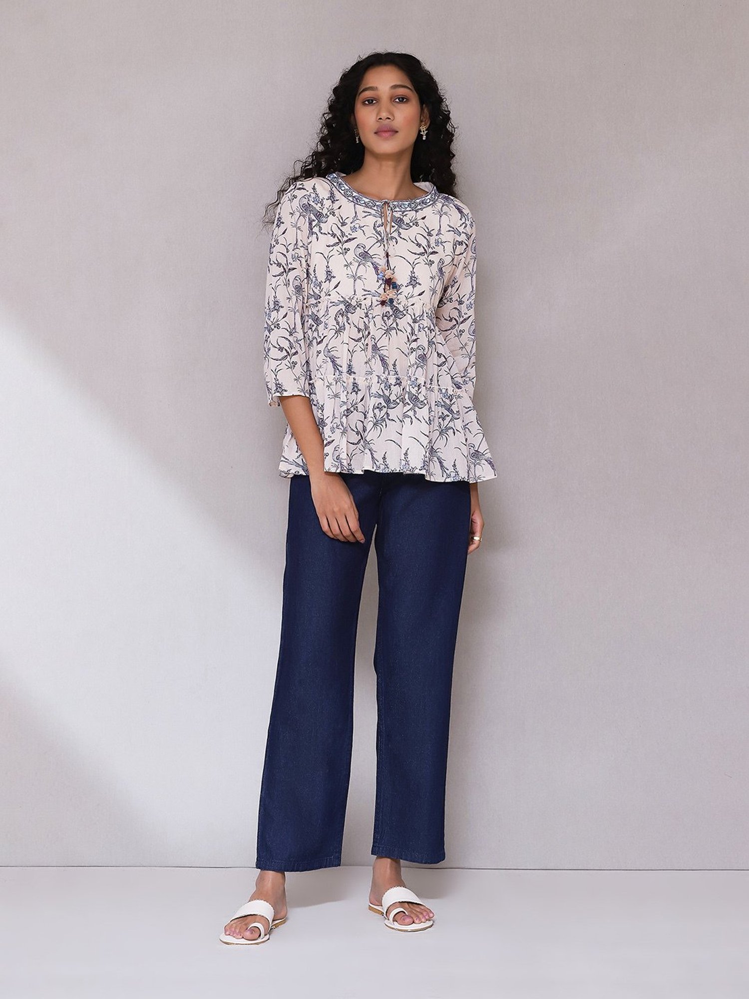 aarke Ritu Kumar Ecru Printed Top