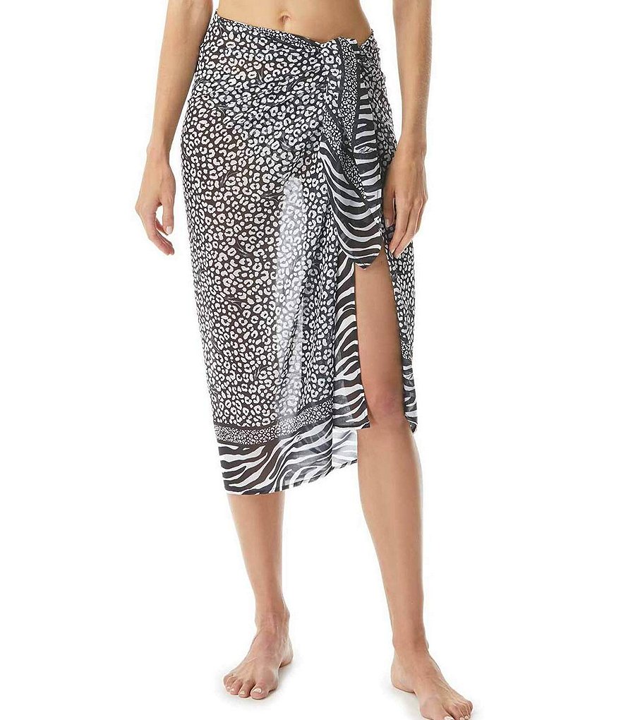 Tommy Bahama Midnight Orchid Tropical Print Scoop Neck Ruffle Hem Spa Dress