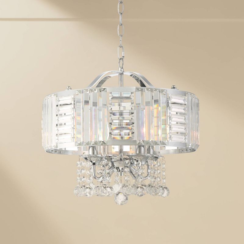 Vienna Full Spectrum Chrome Small Pendant Light Fixture 18" Wide Modern Contemporary Crystal Drum for Dining Room Kitchen Bedroom