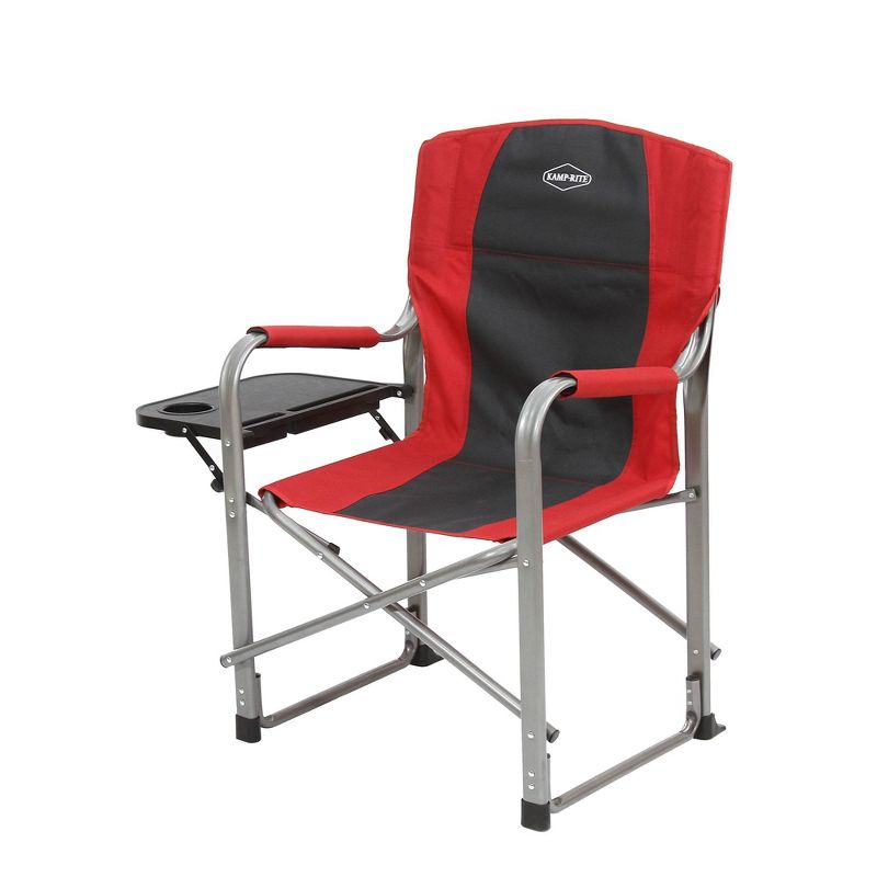 Kamp-Rite Outdoor Camping Tailgating Folding Director's Chair w/ Side Table, Red