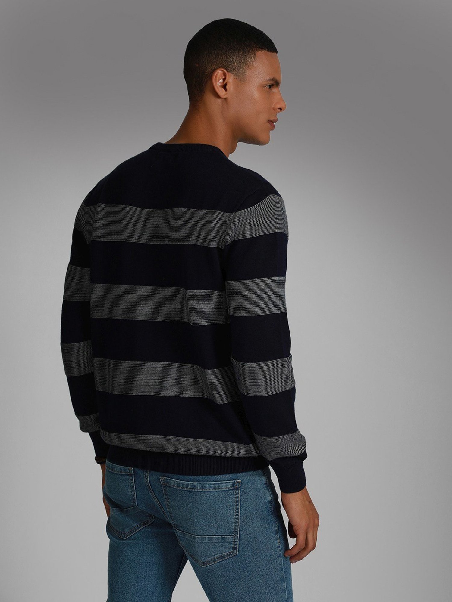 High Star Multicolored Cotton Regular Fit Striped Sweater