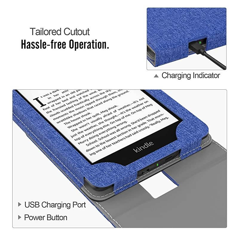 Case Fits Kindle Paperwhite (10th Generation, 2018 Releases), Premium Vertical Flip Cover with Auto Wake/Sleep Compatible for  Kindle Paperwhite 2018 E-Reader - Black