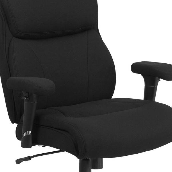 HERCULES Series Big & Tall 400 lb. Rated Black Fabric Ergonomic Task Office Chair with Line Stitching and Adjustable Arms
