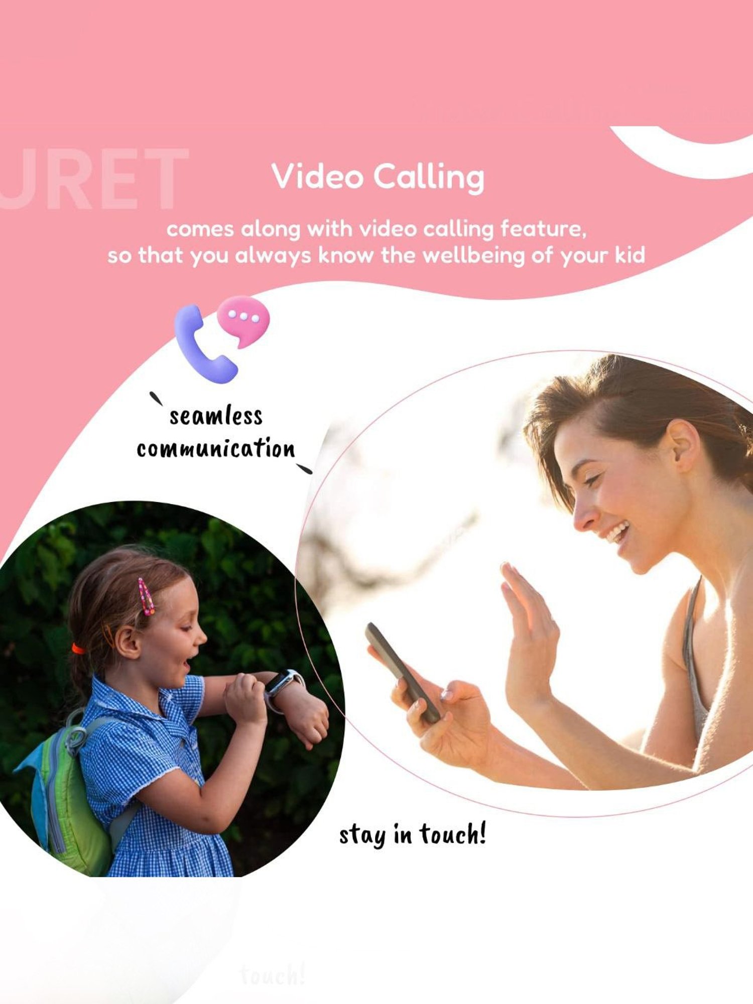 Turet Taffy 4G Smartwatches for Kids with Live Tracker GPS Watch & Waterproof, Long Battery (Pink)