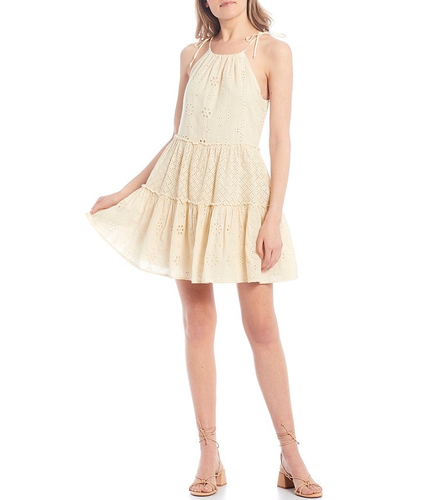 C&V Chelsea & Violet Tiered Eyelet Halter Dress