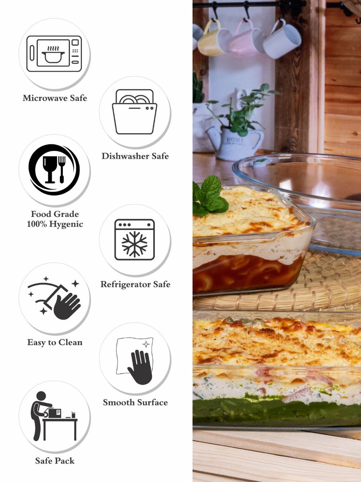 Roxx Transparent Glass Baking Dish - Set of 3