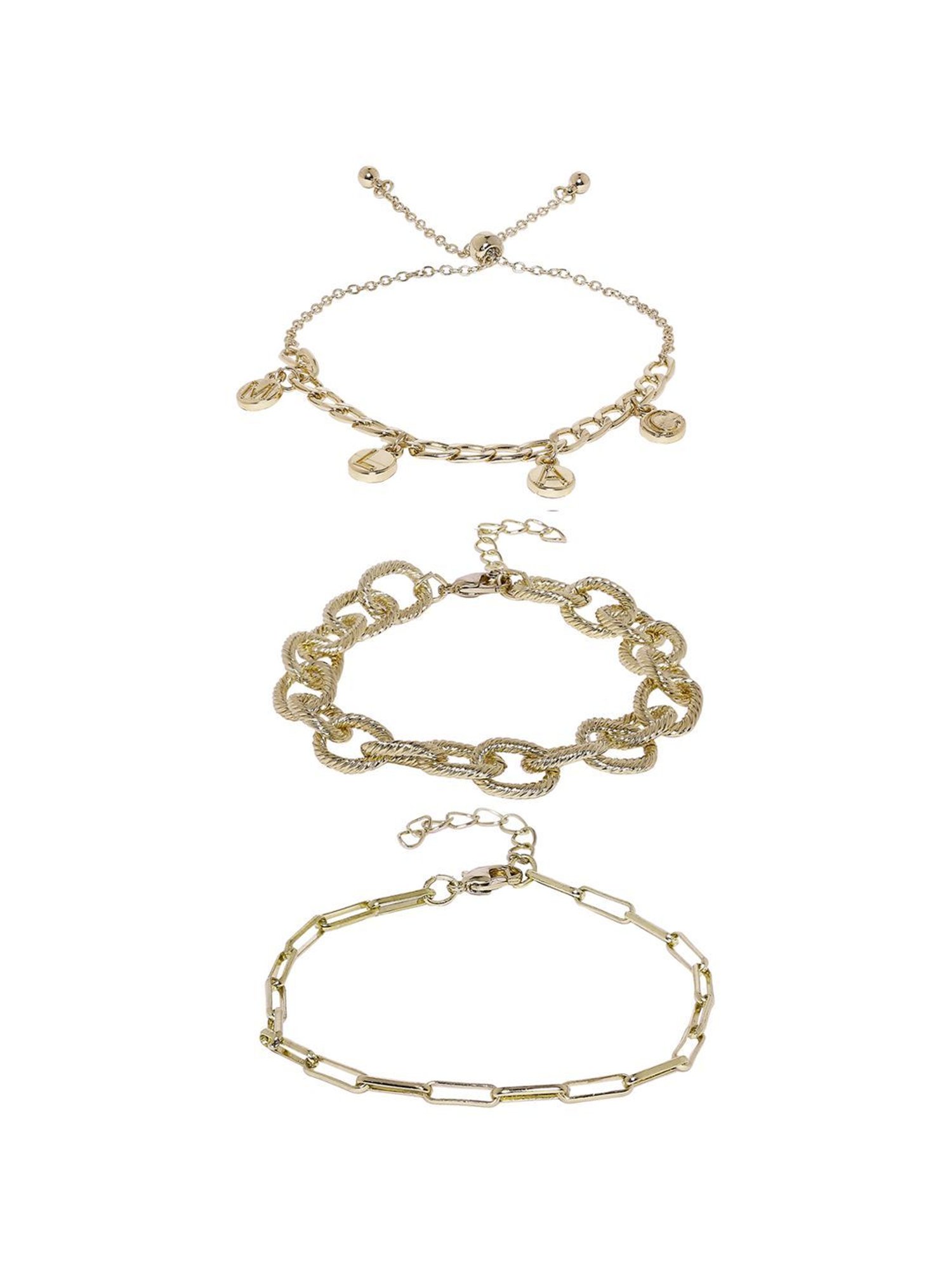 OOMPH Link Chain Multi Layer Stylish Latest Bracelet for Women - Set of 3