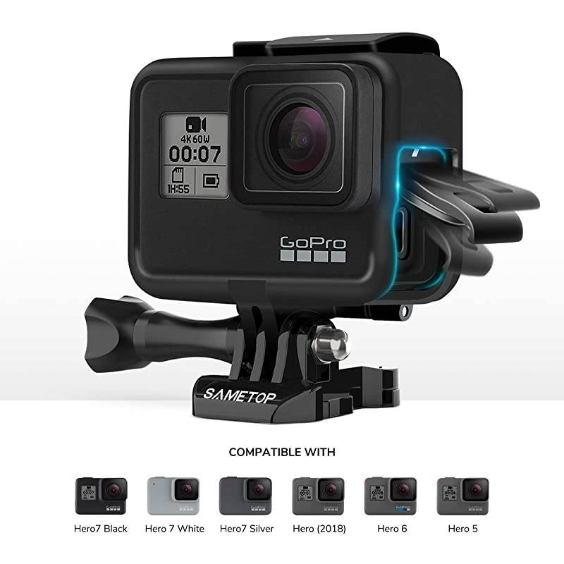 Frame Mount Housing Case Compatible with GoPro Hero 7 Black, 7 Silver, 7 White, Hero 6 Black, Hero 5 Black, Hero (2018) Cameras