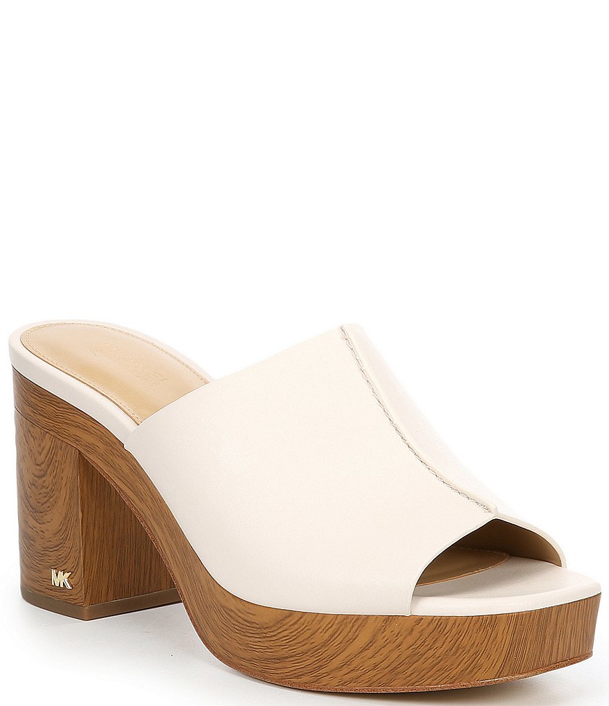 MICHAEL Michael Kors Aldrich Leather Block Heel Mules